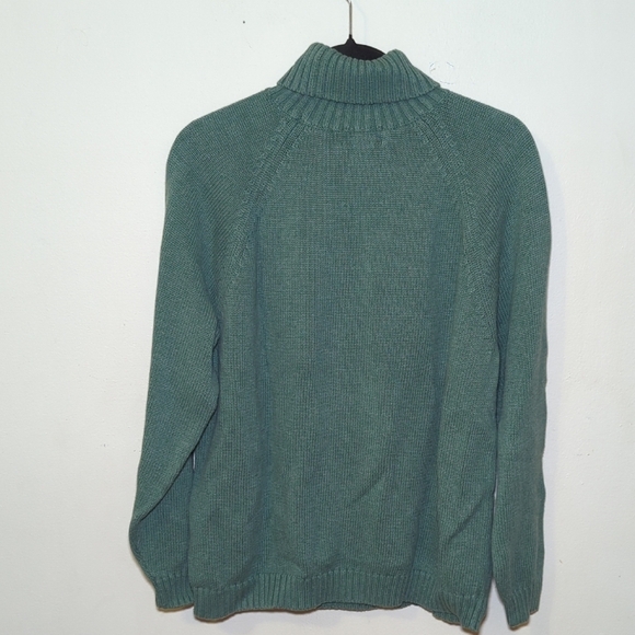 Lands' End Sage Green Turtleneck Sweater 100% Cotton Knit Women's Size XL 18-20 - Picture 5 of 6